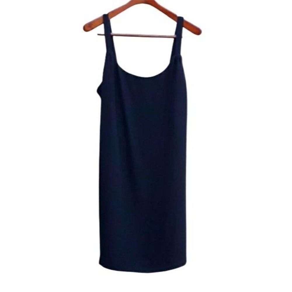 Vintage Patra Black Slip Dress Scoop Neck Sleeveless Back Slit Night Out‎ Sz 16